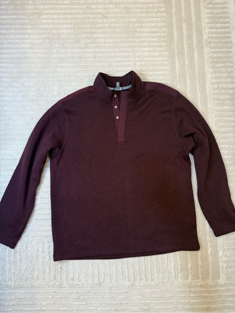 Van Heusen Burgundy Fleece Snap Mock Neck Pullover Men’s XL